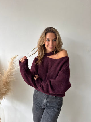 Burgundy cut out knit