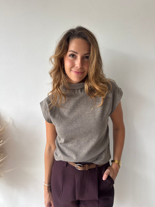 Soft taupe turtleneck top
