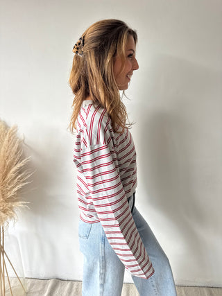 Red grey striped longsleeve