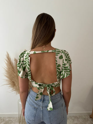 Green leaves crop top