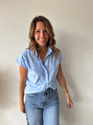 Blue sleeveless shirt