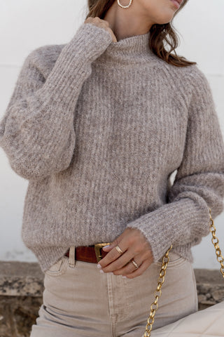 Soft simple taupe turtleneck knit