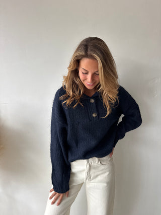Collar soft navy knit