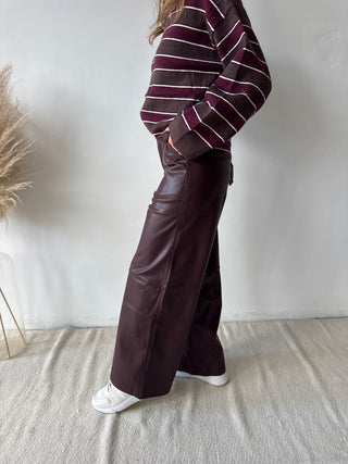 Burgundy leather pants