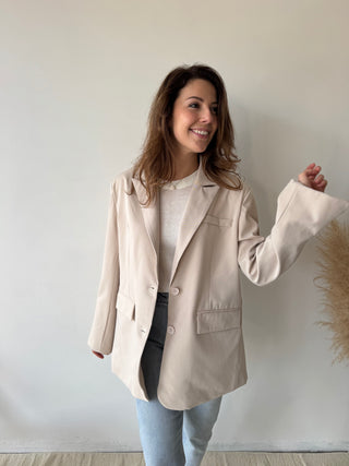 Beige open back blazer