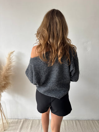 Dark grey cut out knit