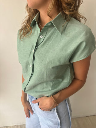 Green sleeveless shirt