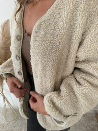 Beige teddy reversible jacket