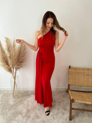 Red classy drape dress