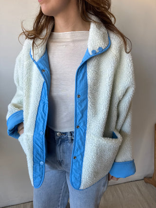 Blue teddy reversible jacket
