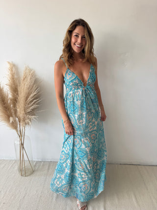 Turqoise bohemian dress