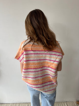 Orange pink button knit