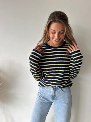 Blue yellow striped longsleeve