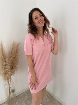 Pink denim dress