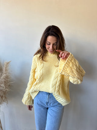 Yellow cable knit