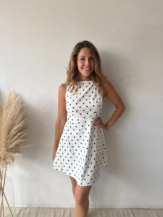 Bow back polka dot dress