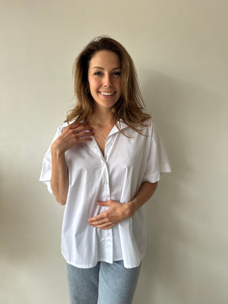Open back heart white blouse