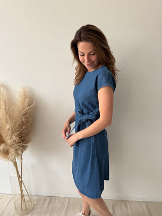 Blue denim knot dress