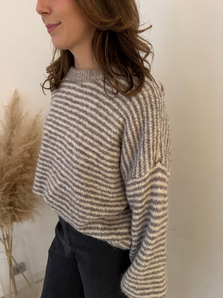 Super soft taupe striped knit