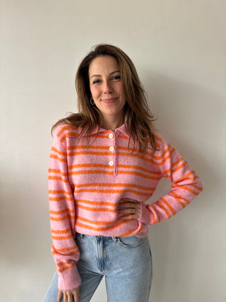 Soft striped pink orange knit