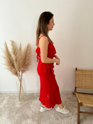 Red ruffle dress