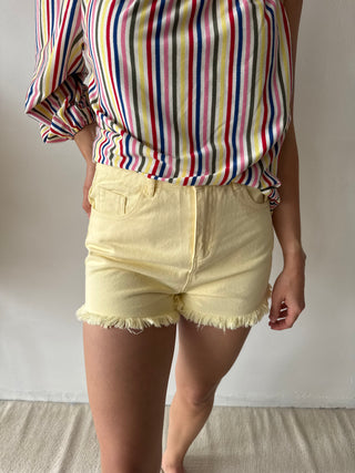 Yellow denim short