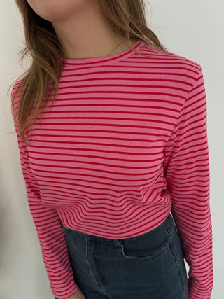 Fuchsia pink striped t-shirt