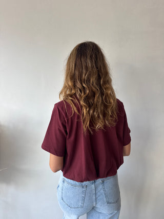Burgundy elastic top