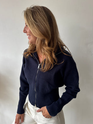 Navy zipper knit