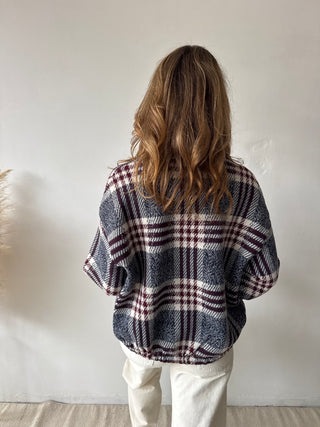 Burgundy blue soft cardigan