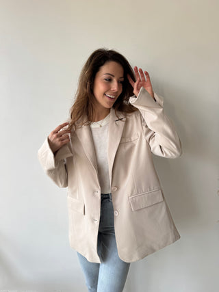 Beige open back blazer