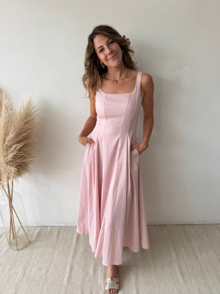 Pink flare maxi dress