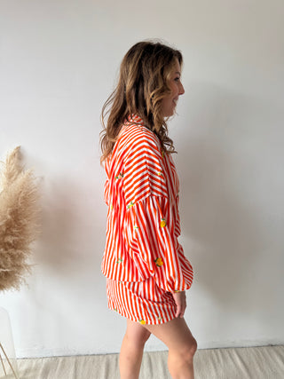 Orange striped lemon comfy set