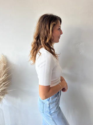 White ribbed top