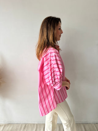Pink fuchsia striped blouse