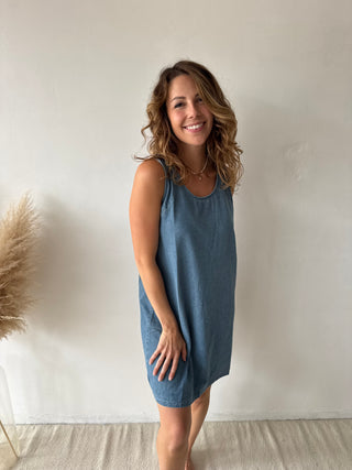 Blue denim dress