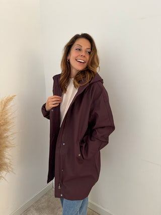 Burgundy rain jacket