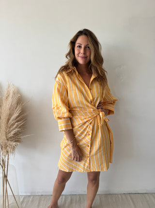 Yellow knot shirt dress
