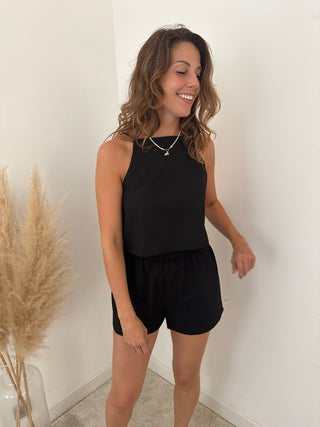 Black linen summer set