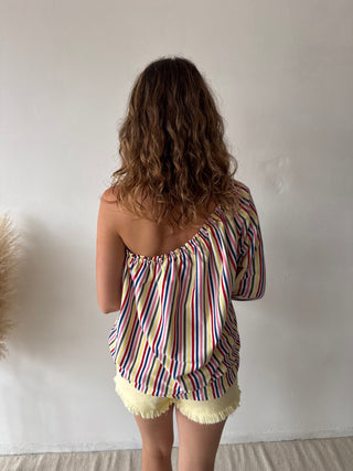 Colorful one shoulder top