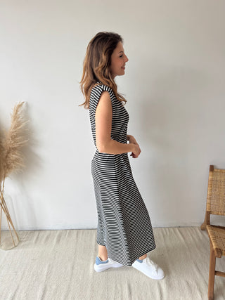 Black striped maxi dress