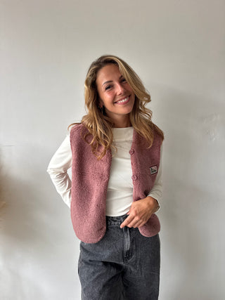 Old pink teddy vest