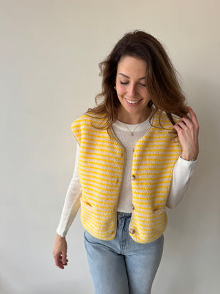 Yellow striped teddy bodywarmer