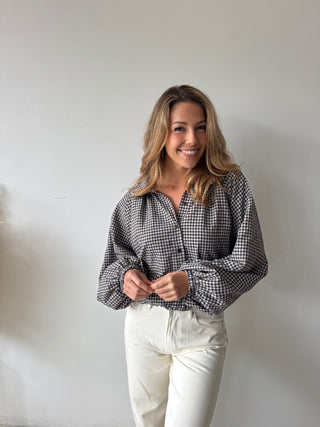 Brown checked blouse