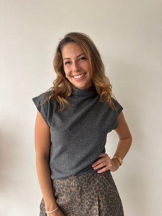Soft grey turtleneck top