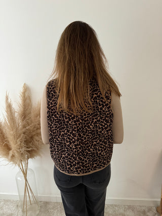 Leopard sleeveless jacket