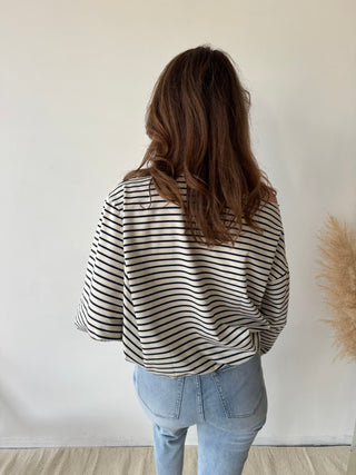 Navy stripes asymmetric top