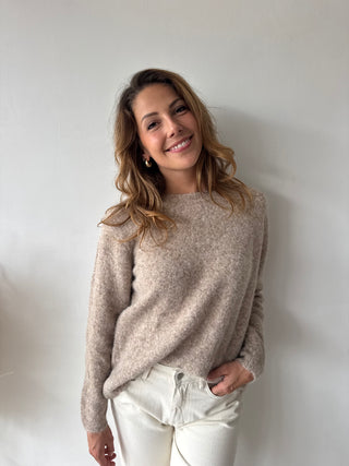 Leopard back detail taupe knit