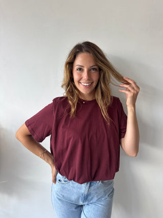 Burgundy elastic top