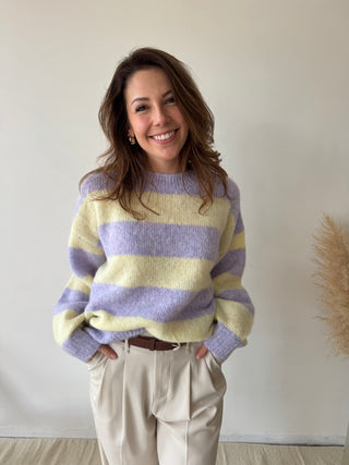 Yellow lila striped knit